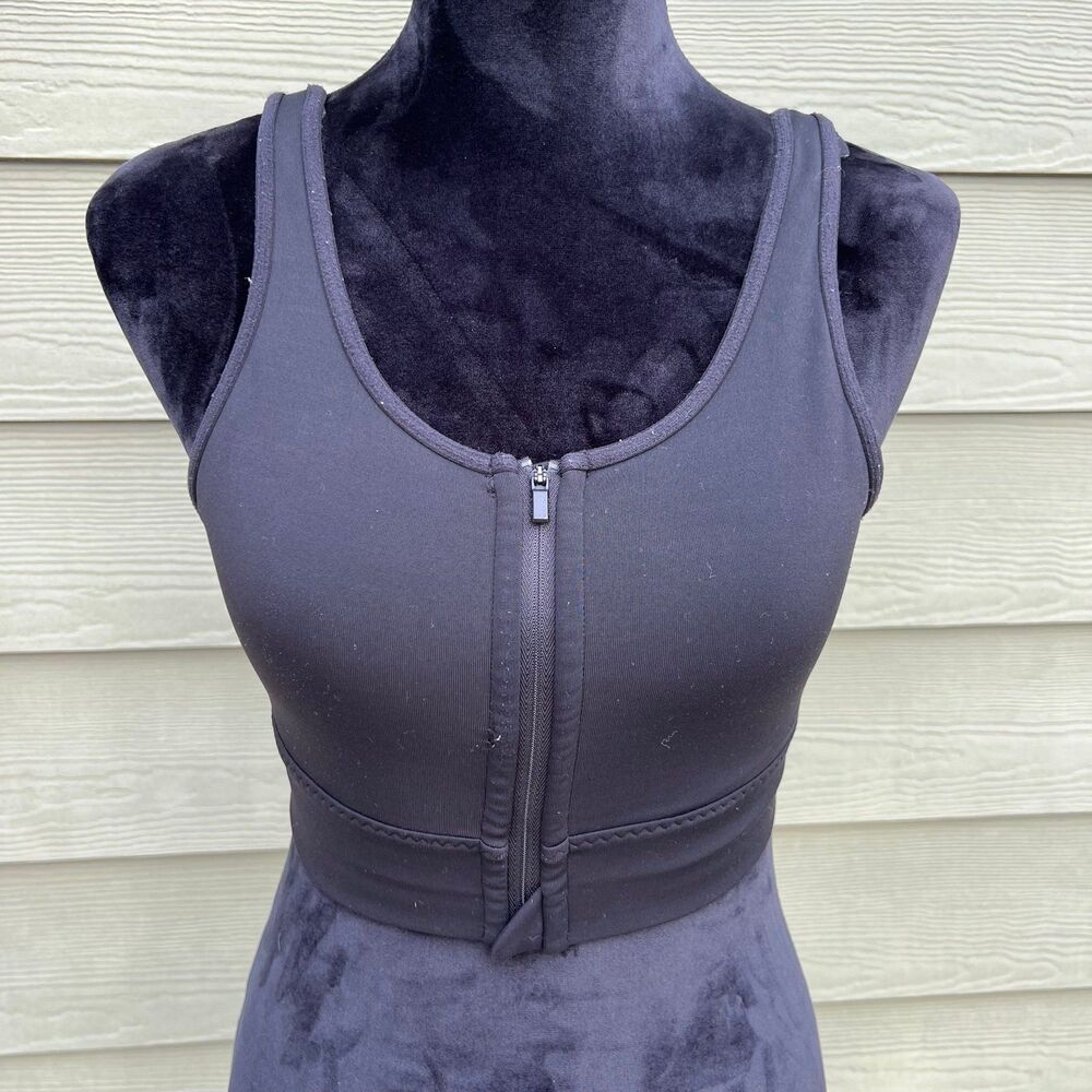 Athleta Women’s Sports Bra Stealth Adjustable Fromt Zip Black Size Small